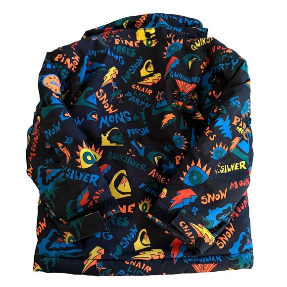 Quicksliver Boys Sz 2 Dryflight 10k Neon Graffiti Print Snow Coat - Picture 4 of 4